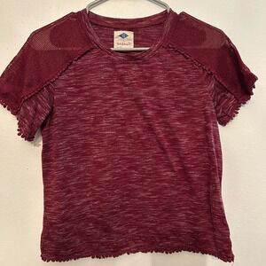 Wild‎ Blue Sadie Robertson Burgundy Knit Crop Top Crochet Details Size Small